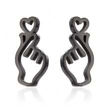 1 par snygga hjärtformade örhängen i rostfritt stål med gester, lämpliga för tillfälliga tillfällen som vardagsaktiviteter och sammankomster med bästa vänner - GED137 - Visa 12