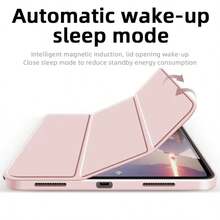 3-Fold Flat Tablet Protective Case, Full-Body Drop Protection, Smart Sleep/Wake Tablet Cover, Compatible With Samsung Galaxy / Matepad / Redmi / Honor - Pink - View 4