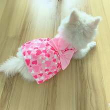 情人节狗狗服装，春秋季蝴蝶结薄纱连衣裙背心，适合小型犬、贵宾犬、泰迪犬、幼犬，防掉毛，可爱公主裙，适合迷你/小型犬 - 粉色 - 查看 6