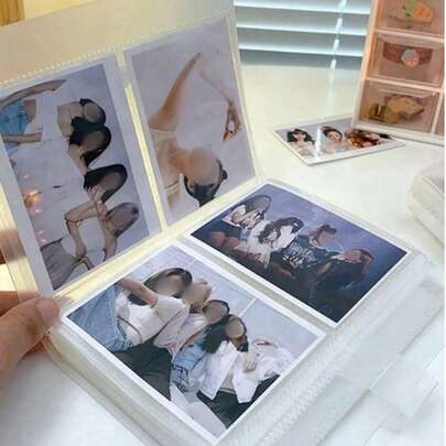 80-240 emplacements Boîte de rangement pour photos familiales, album de collection de cartes d'idoles en PVC transparent anti-poussière et anti-humidité. Album de collection de cartes de célébrités, organisateur photo créatif, cadeau de fan, souvenir d'anniversaire, boîte de collection d'idoles, nouvel album photo commémoratif d'anniversaire, album de collection étudiant (taille de produit fixe)