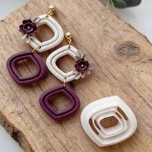 1/10Pcs Organic Outline Geometry Polymer Clay Cutters Multiple Lines Drop Ellipse Ribbed Earrings Jewelry Soft Pottery Clay Making Tools - White - View 7