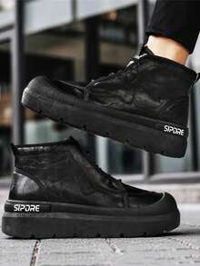 Men's Niche Design Retro Fashion Comfortable Soft Increased Height Ankle Boots, Spring/Autumn, Versatile Korean Vintage Port Style, Elevated, Suitable For Commuting, Casual, Sports - Black - View 11