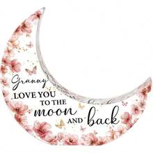 1件“奶奶爱你到月球再返回”礼物，月亮形状亚克力牌，孙辈送给奶奶的最佳生日礼物 - 彩色 - 查看 11