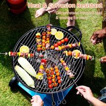12 Pcs Stainless Steel Skewers Kabob Skewers Long BBQ Skewers Sticks Barbecue Roast Goose Needle Metal Skewers Grilling Kabob Chicken Vegetable Appetiser, 20cm, Silver - 20cm - View 4