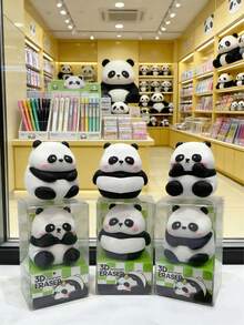 Random Delivery, Creative Design, Cute 3D Panda Erasers, Set Packaging, Height 4.5cm, Children's Writing Tool - Multicolor - View 3