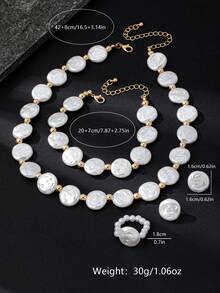 5pcs/Set Luxury Retro Pearl & Golden Bead Jewelry Set, Suitable For Women's Daily Outings, Dates, Parties, And Other Occasions - Multicolor - View 5