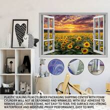 1 tấm giấy dán tường 3D hình hoa hướng dương nhìn ra cửa sổ, hình ảnh bình minh kỹ thuật số tuyệt đẹp, thích hợp cho phòng khách, phòng ngủ, phòng học, ký túc xá, trang trí trần nhà, có thể tháo rời, chống thấm nước, trang trí theo mùa, dễ dàng tự làm. - 0466+FZQT - Xem 6