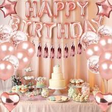 OKHOUSE obos de Cumpleãnos Oro Rosa45 PCS Combinación de obo de Papel Aluminio Oro Rosa Decoración Pared Fondo de Fiesta Guirnalda de obos Confeti Decoración Perfecta para Boda - Oro Rosa - Ver 3