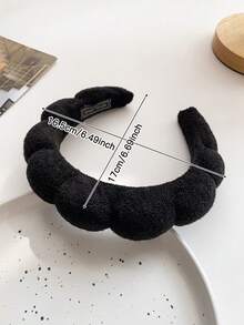 1-Set Black Premium Sponge Headband & Terry Cloth Hair Tie Set – High-End Elevated Scalp Volumizing Non-Slip Makeup/Skincare Head Accessory, Soft Comfortable Hair Styling Band For Daily Cleansing Makeup Prep Skincare Routines Spa Self-Care, Bestselling Beauty Essential, Ideal For Daily Beauty Valentine's Day Chic Gift For Friends Colleagues Beauty Enthusiasts - 黑色 - 查看 4