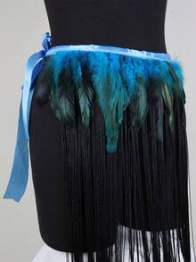 Dancing Belt Skirt Carnival Feather Belt Skirt Stage Show Feather Skirt Festival Burlesque Belt Skirt Cosplay Belt Skirt - Multicolor - View 4