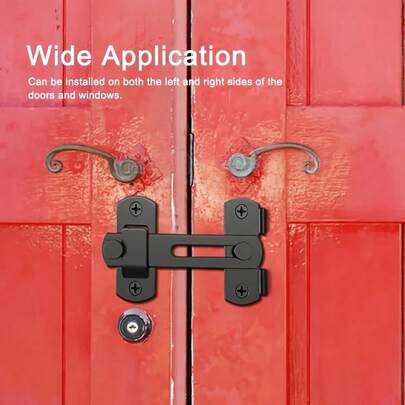 2pcs Door Locks + 4pcs Screws, 1 Set Of 6 - Stainless Steel Material - Barn Lock - Suitable For - Shoe Cabinet - Tool Cabinet - Garage - Bathroom 180° Flip Lock. Double Key Anti-Theft, Easy Installation. Durable