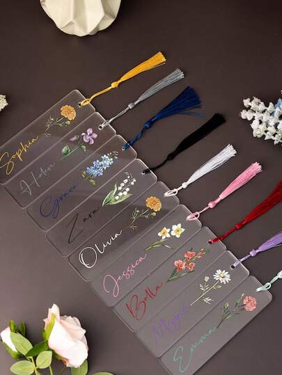 Marcapáginas de acrílico personalizado y personalizado, compatible con varios textos/fuentes/personalizaciones, con borlas de regalo aleatorias. Duradero, resistente a la fricción y a la corrosión. Excelente regalo para estudiantes, compañeros de clase, familiares, amigos o seres queridos, que muestra tu personalidad única y un cuidado especial.