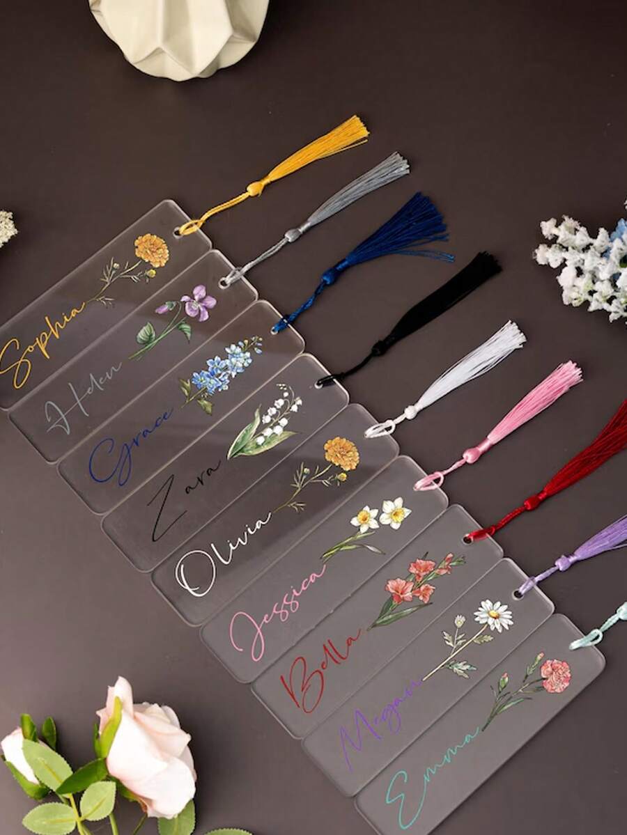 Personalized Customized Acrylic Bookmark, Supporting Various Texts/Fonts/Customization, Randomly Gift Tassels. Durable, Friction Resistant, And Corrosion-Resistant.Excellent Gift For Students, Classmates, Family, Friends, Or Loved Ones, Showing Your Unique Personalized And Special Care., Office Organization