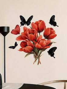 1pc Butterfly & Floral Window Decal, Soft & Elegant Design, Suitable For Glass Windows, Great For Bedroom, Kitchen And Studio Windows, Ideal Gift For Those Who Appreciate Aesthetics And Seasonal Home Decor - Fine - View 8
