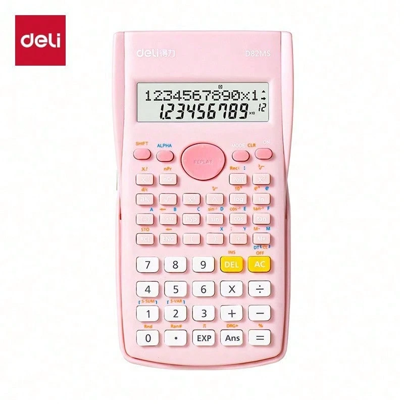 DELI The D82MS Calculator Features Durable And Sensitive Keys, Power-Saving And Long-Lasting Battery Life, Rich Calculation Functions, And A Large Dual-Line Display. - Baby Pink - View 1