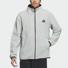 Adidas THREE-IN-ONE Patchwork Fleece Mid-Waisted 3-In-1 Hooded Zipper Jacket With Rainproof, Windproof, And Waterproof Fleece Lining; Textured Grey