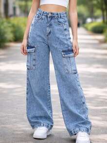 Cargo Jeans Street Pants - 大理石紋牛仔褲 - 查看 2