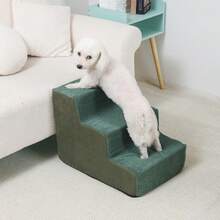 1pc Plush Warm Pet Stair Ramp, Elderly/Small Dog Assistance Ladder, Protect Every Step, Easy Up And Down, Love Lasts Longer. Sofa Bed Dog Steps, Washable Sponge Pet Stairs For Sofa, Bed, Teddy, Small, Elderly Cats And Dogs - Dark Green - View 6