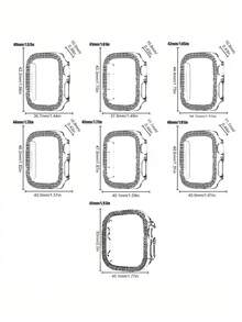 Ốp bảo vệ 2 lớp đính đá pha lê sáng bóng, 1 khung đồng hồ PC cứng rỗng, phù hợp với 40/41/42/44/45/46/49mm, phù hợp với Series Ultra/SE/11/10/9/8/7/6/5/4, phụ kiện ốp đồng hồ thông minh, màu hồng + bạc. - Bột rỗng + bạc - Xem 9