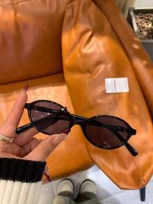 1/2 par de gafas de montura ovalada pequeña y retro, versátiles y de estilo callejero - Multicolor - Ver 6