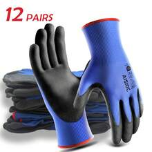 24PCS/12PCS PU Garden Work Gloves , Coated Nylon Gloves For Men And Women, Anti-Slip Grip, Durable, Lightweight, Ideal For Construction, Warehouse, Gardening, Repair, Anti-Slip Durable Protective Gloves For Construction, Industrial, Garden Yard And General Tasks, Garden Decorations Outside, Home Decor Items, Tools, Camping, Gardening Unisex Gloves Blue - Màu xanh lam - Xem 15