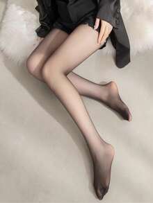 1pc Women's Ultra-Thin Fashionable Sheer Black Pantyhose - Black - View 6