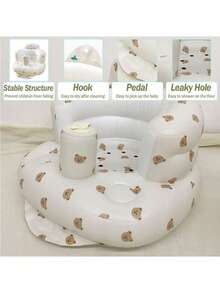 多功能充气婴儿学习椅，幼儿坐姿训练椅，带扶手，适合3个月及以上婴儿，充气婴儿地板座椅，婴儿背部支撑沙发 - 彩色 - 查看 5