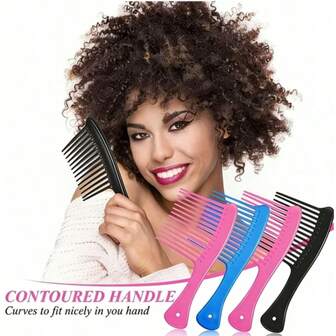 3pcs/Set Large Wide-Tooth Comb, Anti-Static Resin Comb With Long Teeth, Professional Hair Salon Dyeing & Styling Brush Tool, Suitable For All Hair Types, Especially Thick, Straight And Curly Hair