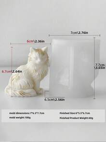 3D Maine Coon Cat Candle Silicone Mold, Small Cat Wax Melt, Soy Wax, Soap, Resin, Cement Craft Mold, Handmade Candle Making Supplies, Desktop Decor, Home Gift - White - View 8