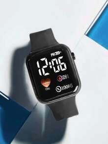 2对1合1时尚简约优雅可爱方形电子情侣手表，数字显示，适合聚会、派对、旅行等场合查看时间，也是返校季、情人节、感恩节、2026新年等节日送给家人和朋友的绝佳礼物。 - 彩色 - 查看 6