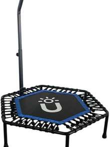 Amulay Trampolín Fitness Hexagonal 101 cm con Barra Ajustable – Brincolín para Adultos con 42 Ligas, Acero Anticorrosión y Capacidad 100 kg - Azul - Ver 4