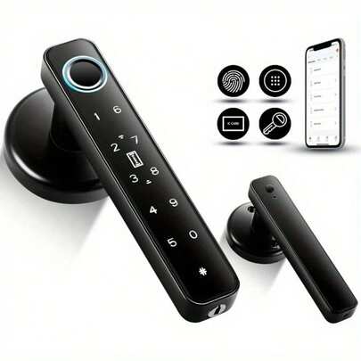 5-In-1 Smart Door Lock - Fingerprint & Keypad Door Knob, 2 IC Card & 2 Keys, Smart Life For Bedroom, Office, Hotel, Closet, Pantry