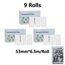 White Photo Printer Refill Compatible With ESOXOFFORE & Liscuty K23 P02 & Most Mini Cameras, Compatible With NDYIN D20 D21 Phomemo Memoking T02 M02 Printer Paper,BPS/,53mmx6.5m/28mm Diameter,3/6/9 Rolls - Multicolor - View 10