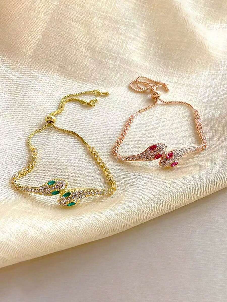 1pc Unique Snake & Agate Beaded Bracelet, Minimalist Design, Elegant & Versatile, Lightweight Luxury - Multicolor - View 1