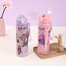 1个K-POP恶魔猎人高品质水瓶，700毫升/23.67盎司，返校/圣诞节礼物，大容量旅行杯 - 彩色 - 查看 4