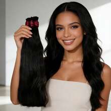 LULU HAIR Cabelo indiano liso levemente ondulado 100% humano45cmmega hair 100g - SNatural - Visão 2