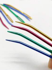 8pcs Aluminum Alloy Large Eye Weaving Needles, Tapestry Needles, Sweater Sewing Needles, Smooth Surface, Suitable For Crocheting, Sewing, Threading, Handicrafts - Multicolor - View 4