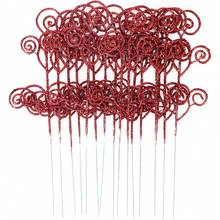 20PCS Artificial Spray Candy Shape Curly Bar Spray Branch Flash Artificial Branch Decoration, Party Decoration, Suitable For DIY Handicraft Wreath, Home Decoration Wedding Wreath Decoration Vase Filler Room Decoration Valentine's Day Gift - Red - View 5