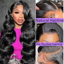 Natural Black Color 13x4 HD Transparent Lace Front Hand Weaves Wigs With Bady Hair Body Wave Wigs Human Blended Hair Lace Frontal Brazilian Virgin Hair Wigs For Women - Natural & Black - View 6