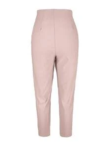 Women's Solid Color Slim Fit Casual Commuter Pants, Medium Stretch Polyester Fabric Pink Spring - Pink - View 8