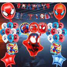 43 Stücke Spinne-Man Geburtstags-Themen Ballon Set, Ziehfahne, Spinne-Man Einlegekarton, schwebende Folienballons, Geburtstagsdekoration, Partyfeier, Themenparty - Verschiedenfarbig - Übersicht 4