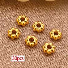 30pcs 18K Gold Spacer Beads Metal Loose Beads Snowflake Flower Charm Beads Spacers For DIY Necklace Earring Bracelet Jewelry Making Accessory - Multicolor - View 11