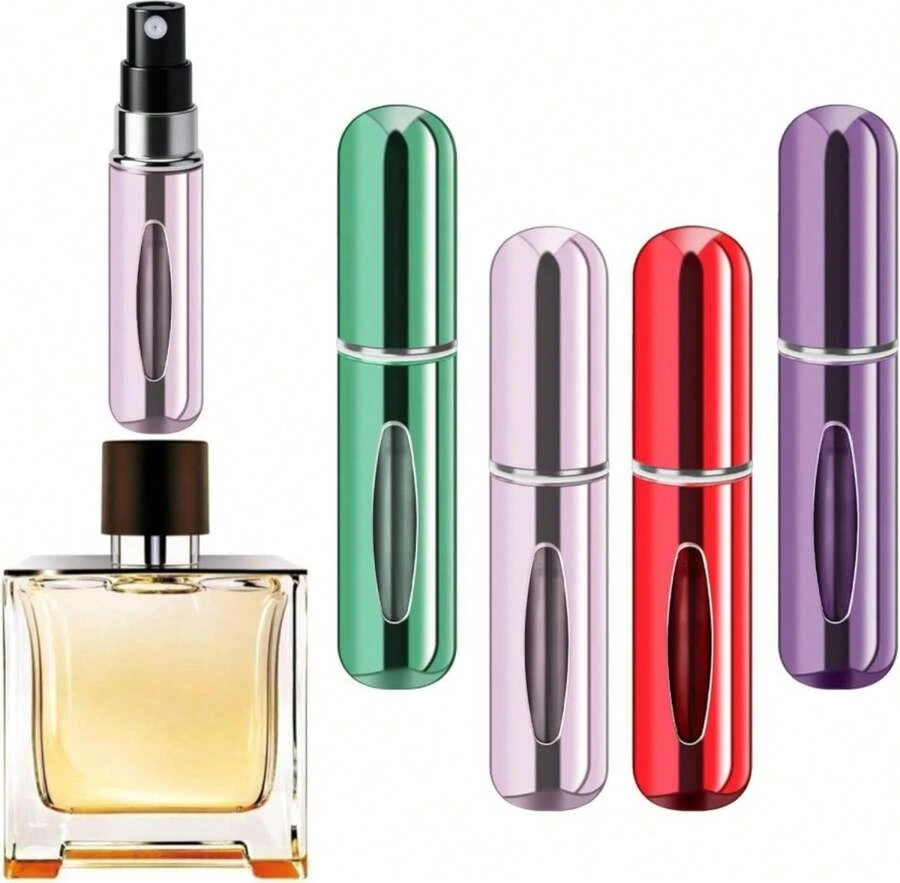 Forebile Refillable Perfume Portable Atomizer Bottle Refillable Perfume Spray, Travel Perfume (5ml, 4 Pack) (Purple, Pink, Green, Red) - MàuD - Xem 1