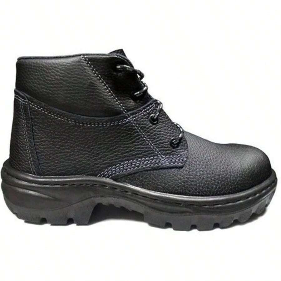Men's Leather Safety Boot, Professional Black, Durable, Reinforced Toe, Lace-Up - 黑色 - 查看 1