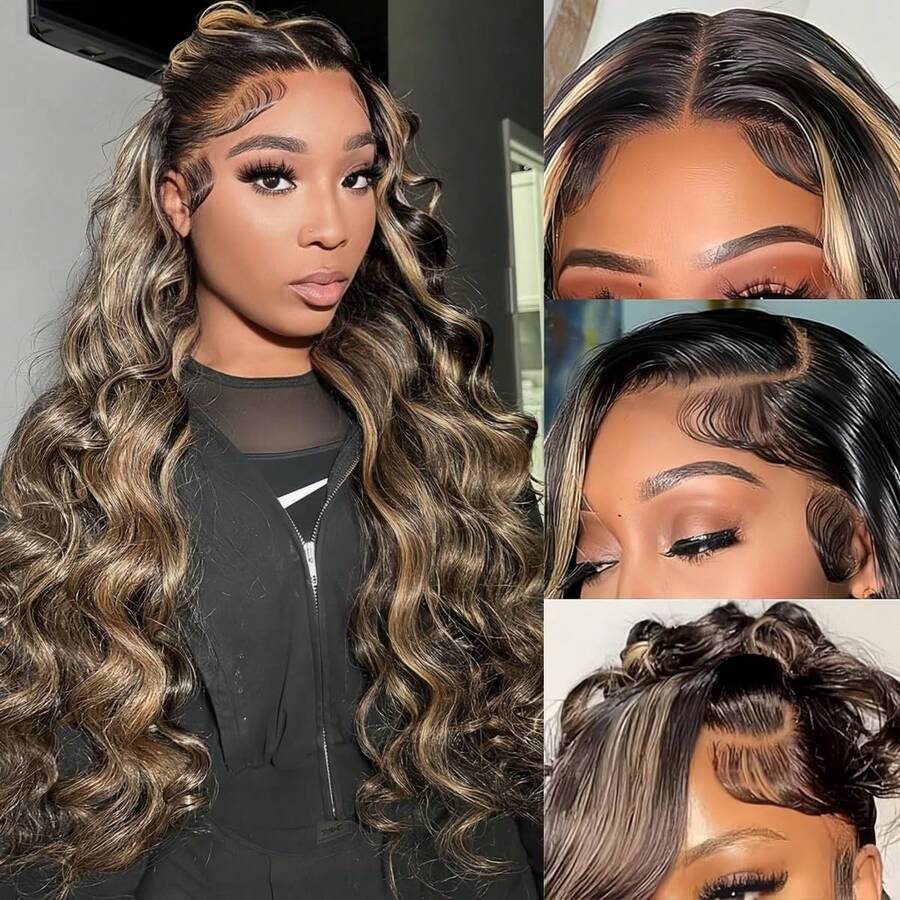 Glueless Wigs Human Hair Pre Plucked Pre Cu THighlight Wear And Go 1B/27 5x5 HD Lace Closure Wigs Honey Blonde Body Wave Lace Front Wigs Human Hair For Women