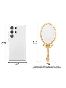 Espelho de maquiagem portátil de metal dourado (1 unidade), espelho de mesa, espelho cosmético de viagem, presente elegante para meninas e mulheres. - Ouro - Ver 5