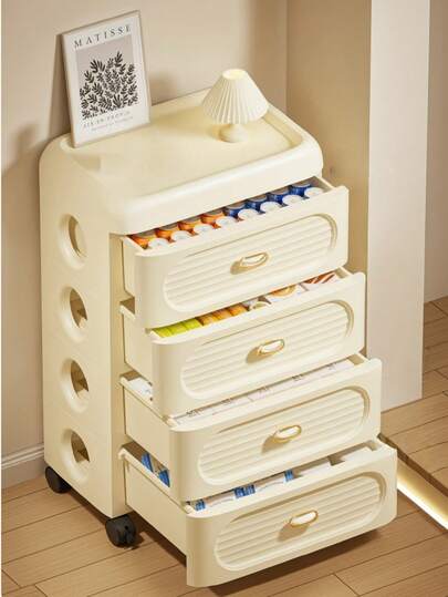 40厘米/16.1英寸抽屉式储物柜，床头储物柜，可移动小推车，适用于家庭客厅，玩具和零食储物柜