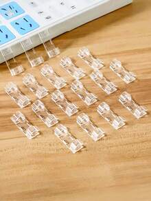 50 piezas de clips para cables sin taladro, organizador de cables de datos/ethernet para pared/escritorio, soportes adhesivos para cables - transparente - Ver 6