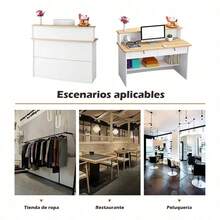 Mostrador De Recepción Escritorio 120cm Moderno Con Cajones Con Cerradura - Blanco - Ver 3