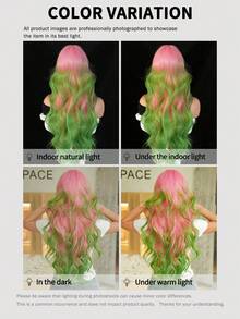 7JHH WIGS 渐变粉色到绿色假发，宽松超长波浪假发，女士30英寸合成波浪卷发假发，带刘海，柔软高品质耐热纤维发丝，全机染假发，适用于万圣节、角色扮演、音乐节、主题派对和庆祝活动。 - 漸層粉紅色 - 查看 9